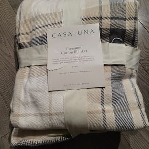 Casaluna Premium Cotton Blanket - Cream and Black